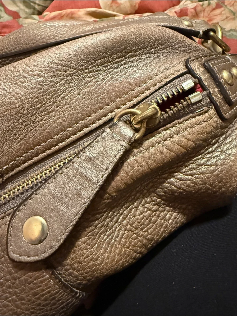 Coach Bronze Leather Shoulder Handbag with Gold Hardware - Picture 12 of 13